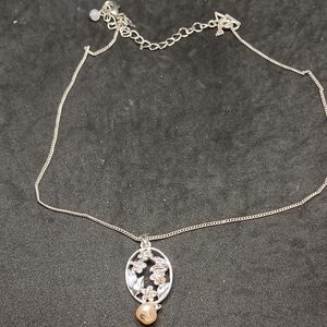 Silver and Gold Teardrop Pendant Necklace